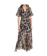 Rag &amp; Bone Tamar Black Floral Sheer Front-Twist Maxi Dress size S NO LINING - $103.48 CAD