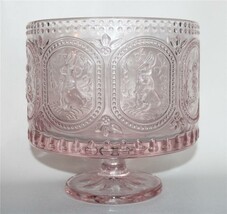 Embossed Bunnies Hobnail Large Heavy Trifle Light Pink Pedestal Serving ... - $59.99