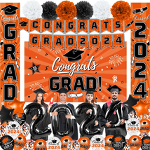 Graduation Party Decorations Orange Class of 2024 Graduation Party Supplies Incl - £30.10 GBP
