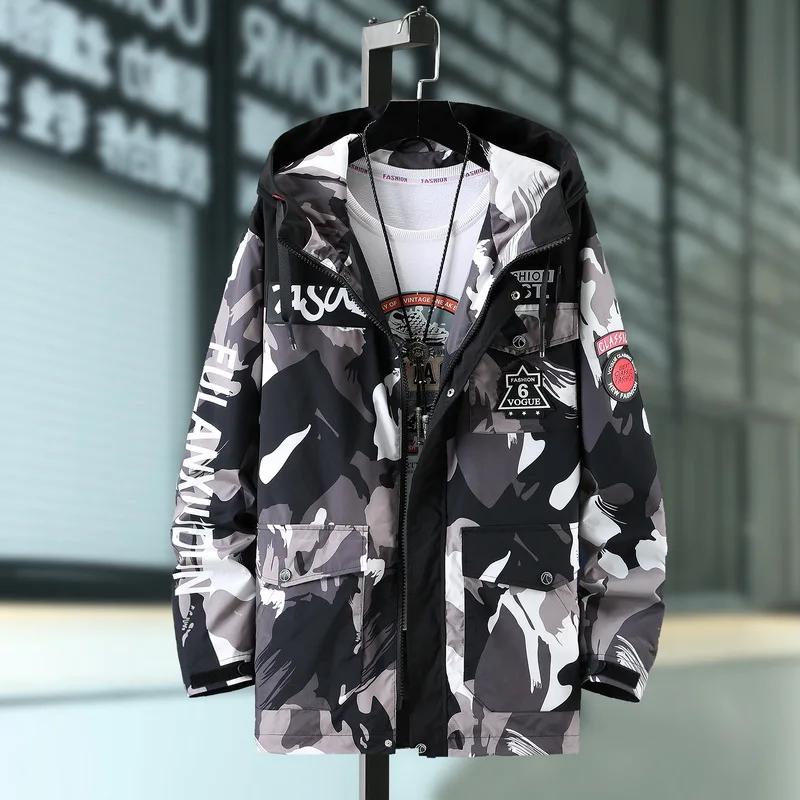 Men Jackets and Coats Loose Streetwear Casual Outwear Coats Hip Hop Men&#39;s Windbr - £350.35 GBP