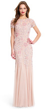 Adrianna Papell Beaded Plus Size Floral Gown with Godets In Blush   14W  $379 - £217.35 GBP