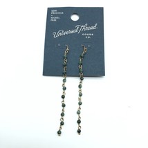 Universal Thread Earrings Dangle Beaded Semi-Precious Green Gold Tone - £3.92 GBP