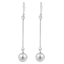 Trendy Ball Bead and Chain Drop Sterling Silver Dangle Earrings - £13.64 GBP