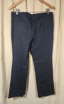 $798 AKRIS PUNTO 5 pocket flat front crop pant 10 navy cotton stretch trousers M - £31.85 GBP