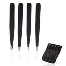 NEW 4pcs Stainless Steel Slant Tip Tweezer Precision Eyebrow Hair Remover Tools - £7.31 GBP