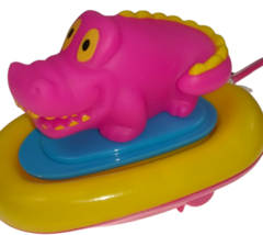 Alligator Pull String Water Boat Aquatic Pool Bath Tub Toy Gator Crocodile Pink - £9.19 GBP