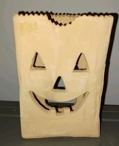 Vintage Pumpkin Ceramic Bag Jack-O-Lantern Candle Holder Halloween Decor - $277.32 MXN