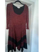 Robbie Bee Women&#39;s Burgundy Black  Rib-Knit Sweater Dress Size Large - $23.70 CAD
