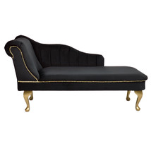 Cambridge Chaise Lounge Handmade Tufted Black Striped Longue Accent Chair - £257.99 GBP