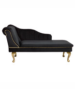 Cambridge Chaise Lounge Handmade Tufted Black Striped Longue Accent Chair - $451.32 CAD