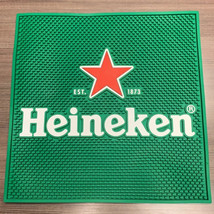 Brand New Heineken Beer Green Rubber Bar Drying Mat Man cave Gift 16.75&quot;... - $53.41