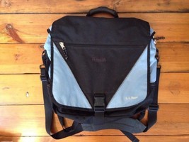 LL Bean Personalized Black Blue Hannah Satchel Bookbag Laptop Messenger Bag - $39.99