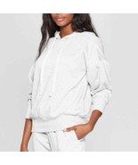 Xhilaration Light Heather Grey Puffy Sleeve Hooded Sweatshirt S - $20.31 CAD