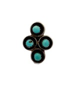 Vintage Native American Sterling Silver Cluster Turquoise Stone Cross Ri... - $65.17 CAD