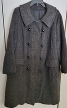Vintage Womens ILGWU Dark Gray Wool Winter Pea Coat Jacket As-Is - $28.71