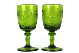 Vintage 1960&#39;s L E Smith Set of 2 Goblet Wine Water Glass Eagle Pattern 8 Oz - £23.34 GBP