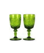 Vintage 1960&#39;s L E Smith Set of 2 Goblet Wine Water Glass Eagle Pattern ... - $29.69