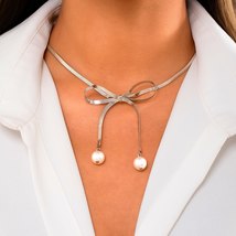 Ingemark Elegant Bow Tie Bowknot Pendant Choker Necklace for Women Girls Wedding - £12.95 GBP