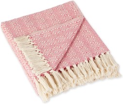 Dii Diamond Stitch Woven Throw, Organic Modern, 50 X 60, Rose - $39.99