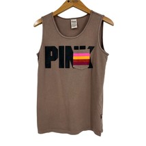 PINK Victoria&#39;s Secret tank top XS Brown loose fitting knit summer shirt... - $20.79