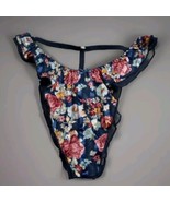 Vintage René Rofé Flutter Floral Thong Hi-Cut Lingerie Panties Size L/7 - $148.50