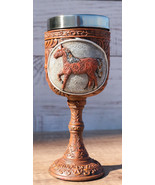 Trail Of Painted Ponies Carved In History Floral Patterns Horse Wine Goblet - $47.97 CAD