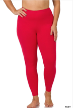 Zenana 1X Better Cotton/Spandex Stretch Full Length Leggings Ruby - $11.87