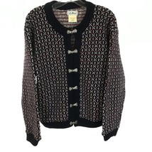 Womens Size Medium LL Bean Wool Blend Fair Isle Knit Winter Cardigan Sweater - £26.87 GBP