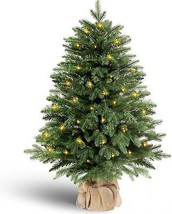 3ft Pre Lit Tabletop Christmas Tree Green with Two Types of Realistic Pine Leave - £42.14 GBP