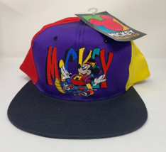 NWT Vtg 90s Mickey Unlimited Mickey Mouse Color Block Snapback Hat Hip H... - $64.50