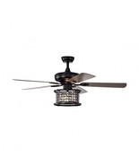 52 Inch 3-Speed Crystal Ceiling Fan Light with Remote Control-Black - Co... - $305.55 CAD