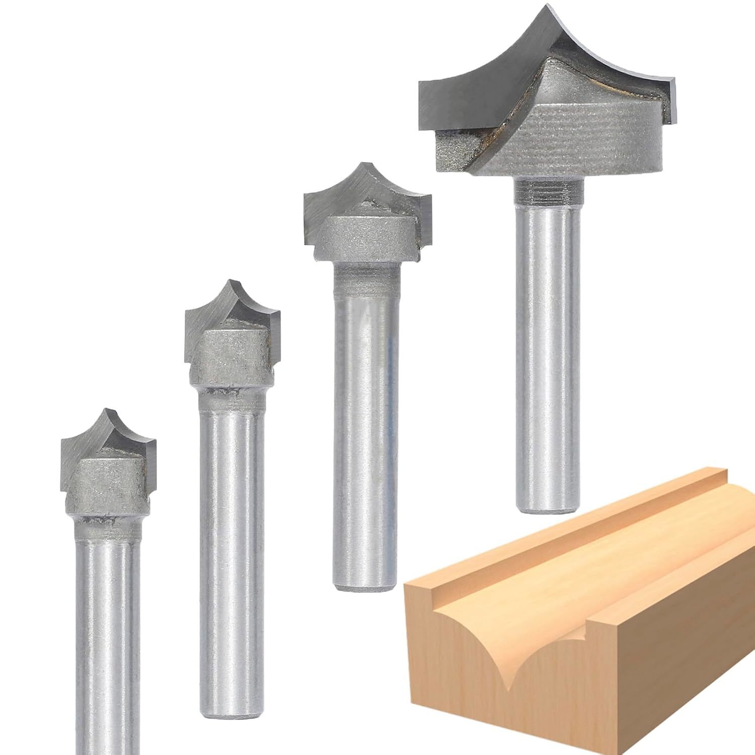 4Pcs Point Cutting Roundover Router Bit Set,1/4&quot;, 2D And 3D Carving - $33.94