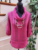 A New Approach Women Pink Acrylic Cowl Neck Long Sleeve Pullover Knit Sw... - $23.00