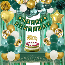 Green Birthday Decorations, Emerald Green and Gold Balloons Party Decorations Ha - £21.92 GBP