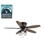 Hampton Bay Stoneridge 52&quot; Black Hugger Ceiling Fan LED Light Reversible... - $87.02