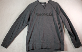 Reebok Sweatshirt Unisex Size Medium Gray Knit Raglan Sleeve Round Neck Logo - £6.77 GBP