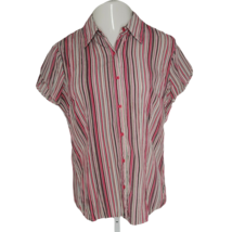 East 5th Women&#39;s Button Up Shirt Blouse ~ Sz L ~  Pink &amp; White ~ Short Sleeve - £17.97 GBP