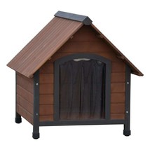 @Pet Dog House with Plastic Flaps Rustique Brown 102x82x87 cm - £175.91 GBP