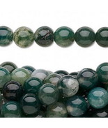 8mm Moss Agate Round Beads (50+/- per strand) - $6.93