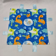 Dinosaur Blue Orange Security Blanket Minky Dot Ribbon Tags Swiggles Bab... - £29.73 GBP