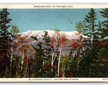 Mt Katahdin Greetings From Pine Tree State Maine ME Linen Postcard Y9 - £1.52 GBP