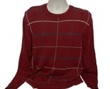 Mens Sweater OSCAR DE LA RENTA Size Medium Red Cotton Knit Crewneck Plaid - $17.70