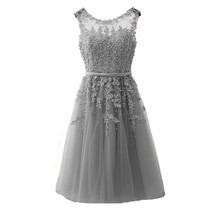 Kivary Sheer Tulle Bateau Tea Length Short Lace Prom Homecoming Dresses ... - $128.69