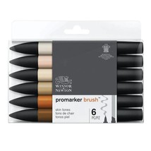 Winsor &amp; Newton Brushmarker 6 Pen Brush Marker Set - Skin Tones,0290127 - £19.76 GBP