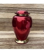 Hammered Red Lacquered with Gold Band Adult Cremation Urn - $99.99