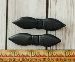 Vintage black leather or pleather black bow shoe clip set shoe decoration - $9.89