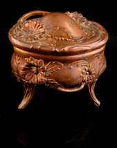 Antique jewelry casket -trinket Box - victorian Wedding footed box - Ring casket - £148.79 GBP