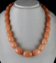 Natürliche orange Quarz lange Perlenkette 1089 Karat Edelstein Silber... - $190.06