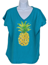 Caribbean Joe Turquoise Pineapple Short Sleeve T-Shirt Size L - $14.85