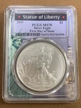 2019 American Silver Eagle- PCGS- MS70- FDOI- Statue Of Liberty Label- S... - £61.66 GBP